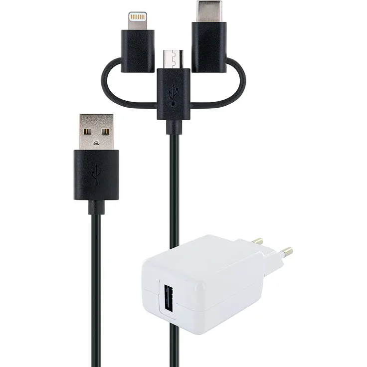 Schwaiger Ladeset 230V 3in1 Apple, Micro USB, Type C schw-we