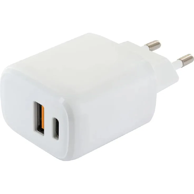 Schwaiger Netzteil 230 V Schnellladegerät 20 Watt 3 A PD 2 Ausgabeanschlussstellen (USB, USB-C)