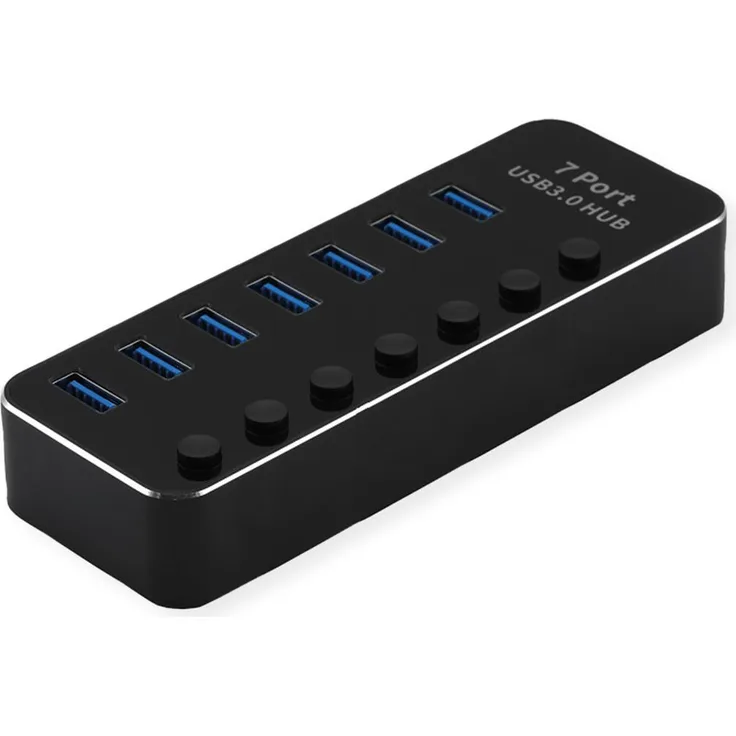 ROLINE USB3.2 Gen1 Hub, 7x A, Ports einzeln schaltbar (14.02.5057) 
