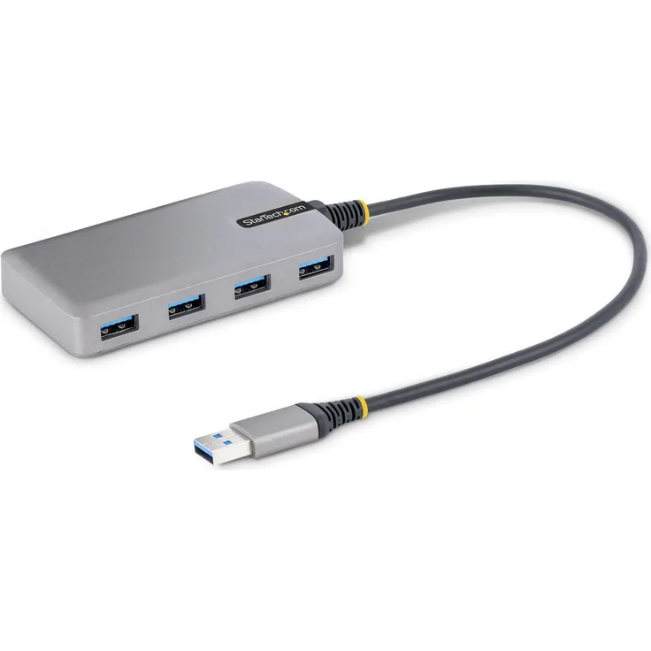 StarTech 4-Port USB Hub, USB3.0 5Gbps, Bus Powered, USB-A to 4x USB-A Hub with Optional Auxiliary Power Input, Portable Desktop-Laptop USB Hub with 1ft (30cm) Attached Cable - USB Expansion Hub (5G4AB-USB-A-HUB) - Hub - 4 x USB 3,2 Gen 1 + 1 x micro-USB - Desktop (5G4AB-USB-A-HUB)