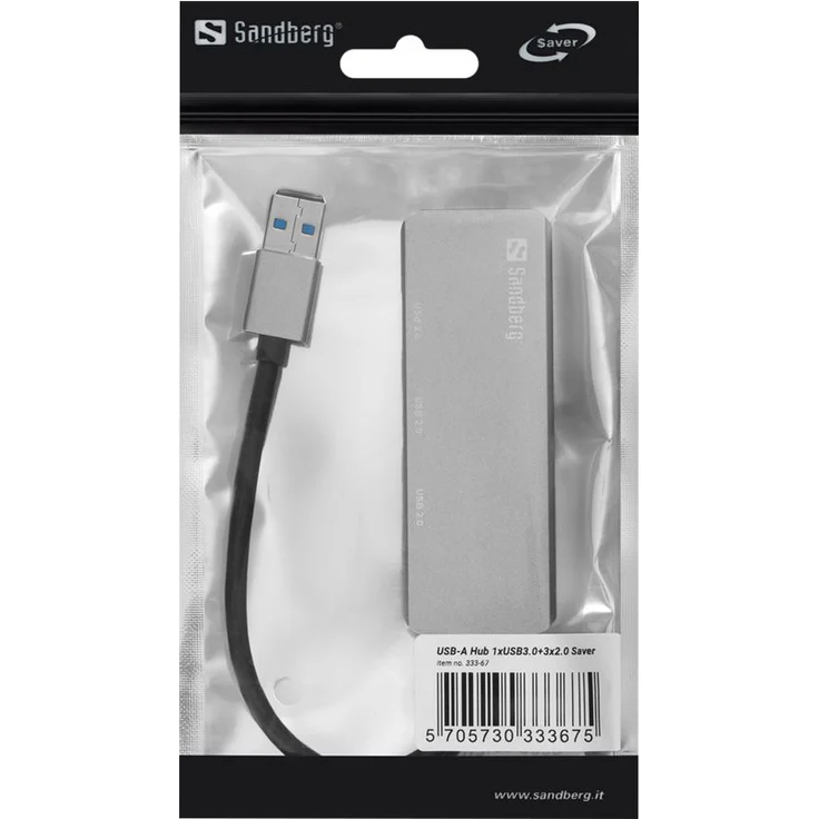 Sandberg - Hub - 1 x SuperSpeed USB3.0 + 3 x USB2.0 - Desktop (333-67) – Bild 2