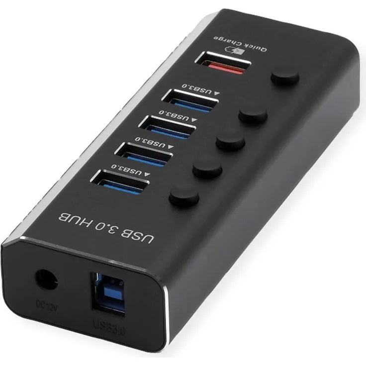 ROLINE USB3.2 Gen1 Hub, 5x, 4x A + 1x QC Ports einzeln schaltbar (14.02.5058)