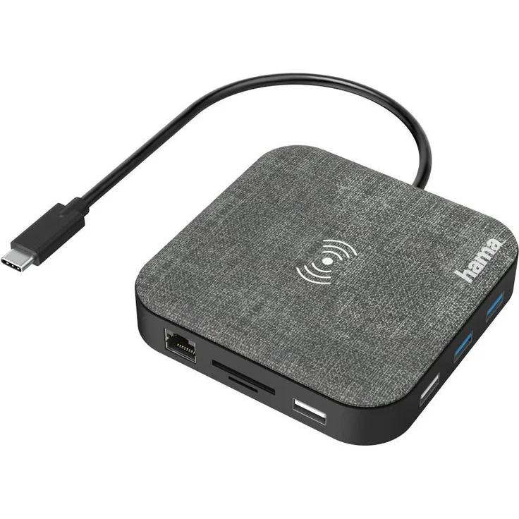 Hama USB-C-Hub, Multiport mit Wireless Qi Charging, 12 Ports (00200134)
