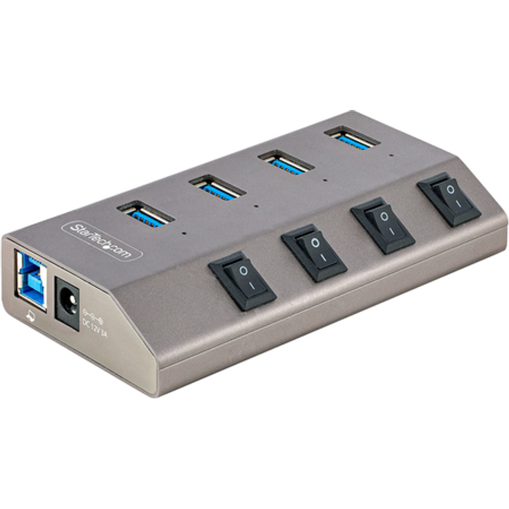 StarTech 4-Port Self-Powered USB-C Hub with Individual On-Off Switches, USB3.0 5Gbps Expansion Hub w-Power Supply, Desktop-Laptop USB-C to USB-A Hub, 4x BC 1,2 (1,5A), USB Type C Hub - USB-C-A Host Cables - Hub - 4 x USB 3,2 Gen 1 - Desktop (5G4AIBS-USB-HUB-EU)