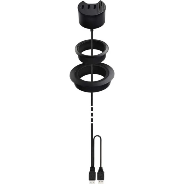 Hama USB-Hub + Kartenleser für Tischeinbau Schwarz (54143) – Bild 5