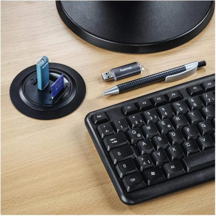 Hama USB-Hub + Kartenleser für Tischeinbau Schwarz (54143) – Bild 8
