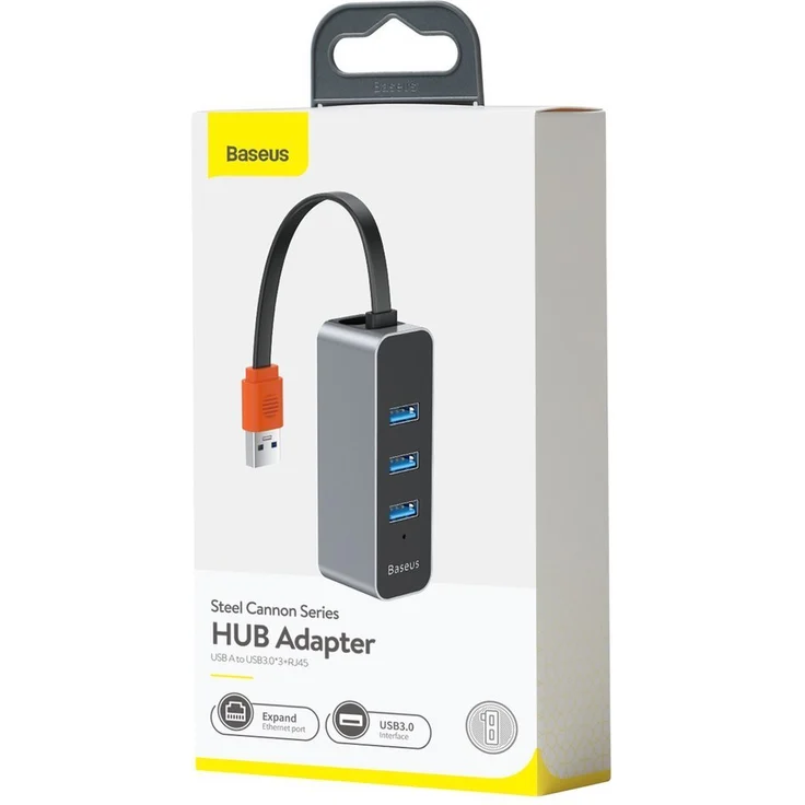 Baseus 3x USB 3.2 Gen 1 HUB - externer Netzwerkadapter Netzwerkkarte USB 3.2 Gen 1 1000Mbps Gigabit Ethernet grau (CAHUB-AH0G) – Bild 8