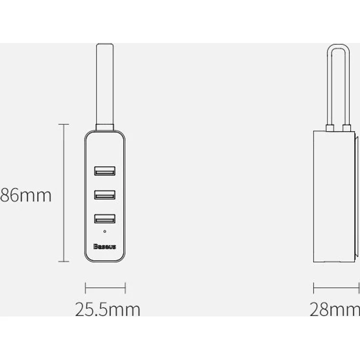 Baseus 3x USB 3.2 Gen 1 HUB - externer Netzwerkadapter Netzwerkkarte USB 3.2 Gen 1 1000Mbps Gigabit Ethernet grau (CAHUB-AH0G) – Bild 6