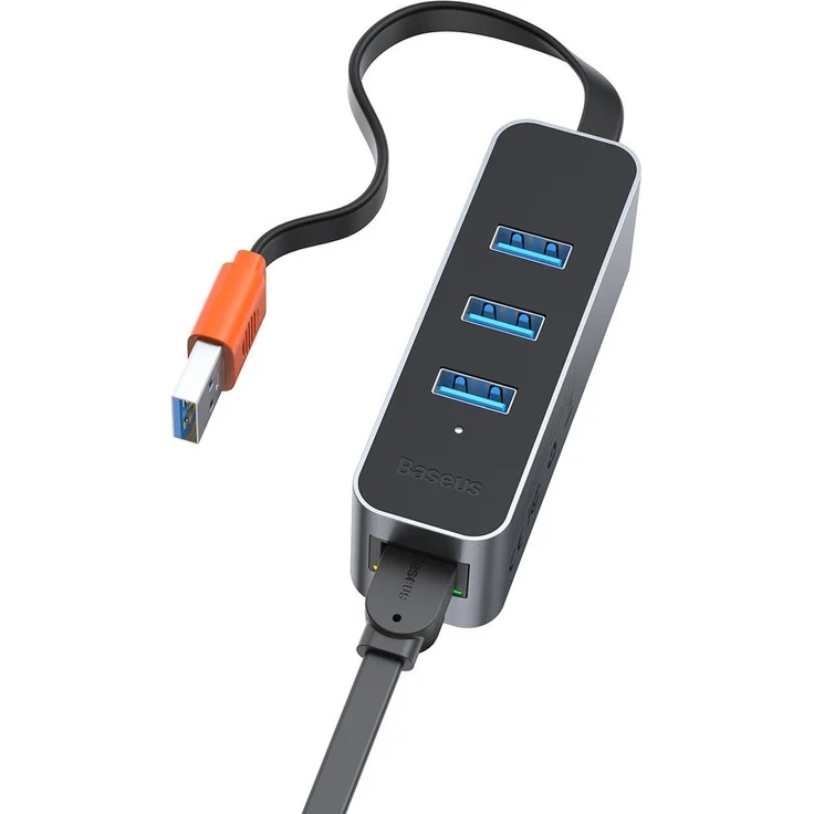 Baseus 3x USB 3.2 Gen 1 HUB - externer Netzwerkadapter Netzwerkkarte USB 3.2 Gen 1 1000Mbps Gigabit Ethernet grau (CAHUB-AH0G) – Bild 7