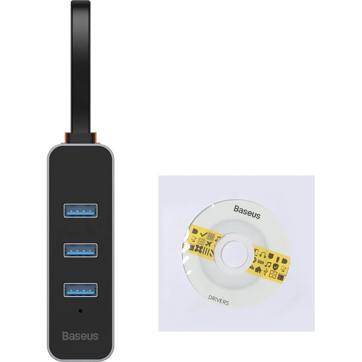 Baseus 3x USB 3.2 Gen 1 HUB - externer Netzwerkadapter Netzwerkkarte USB 3.2 Gen 1 1000Mbps Gigabit Ethernet grau (CAHUB-AH0G) – Bild 5