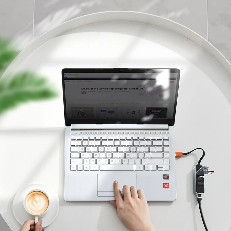 Baseus 3x USB 3.2 Gen 1 HUB - externer Netzwerkadapter Netzwerkkarte USB 3.2 Gen 1 1000Mbps Gigabit Ethernet grau (CAHUB-AH0G) – Bild 4