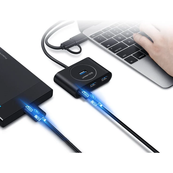 Ugreen USB 3.2 Gen 1 HUB 4x USB Verteiler Super Speed Adapter USB-HUB schwarz (CR113 20291) – Bild 2