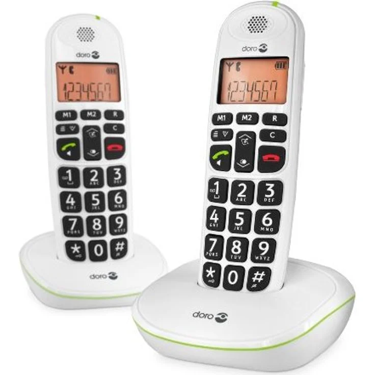 Doro PhoneEasy 100w Duo, DECT Schnurlostelefon mit zusätzlichem Mobilteil, Ladeschale, Freisprechen, weiß – Bild 1