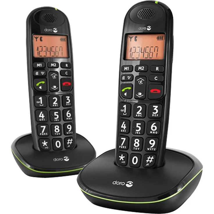 Doro PhoneEasy 100w Duo, DECT Schnurlostelefon mit zusätzlichem Mobilteil, Ladeschale, Freisprechen, schwarz (380100) – Bild 1