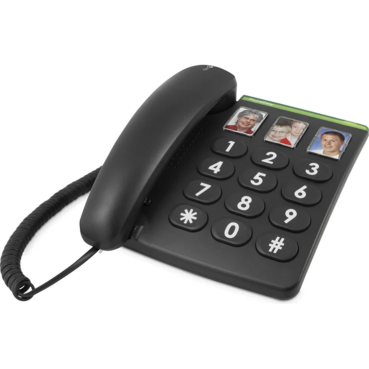 Doro PhoneEasy 331ph, Schnurgebundenes Großtastentelefon mit 3 Direktwahl-Fototasten, schwarz (380003) – Bild 3