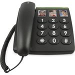 Doro PhoneEasy 331ph, Schnurgebundenes Großtastentelefon mit 3 Direktwahl-Fototasten, schwarz (380003)