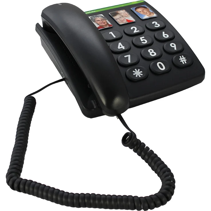 Doro PhoneEasy 331ph, Schnurgebundenes Großtastentelefon mit 3 Direktwahl-Fototasten, schwarz (380003) – Bild 2
