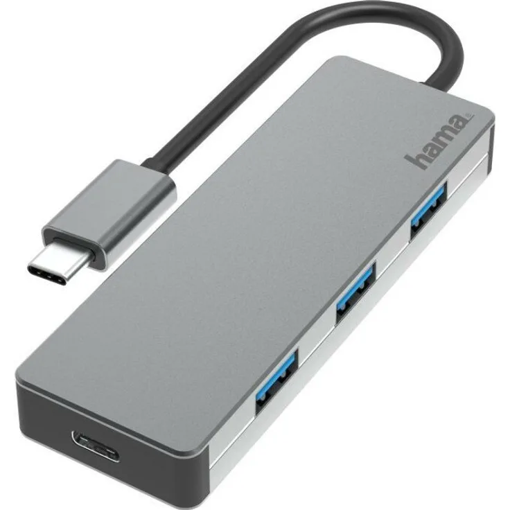 Hama USB-C-Hub 4 Ports USB 3.2 10 Gbit-s Plug & Play PC Notebook Aluminium (00200105)