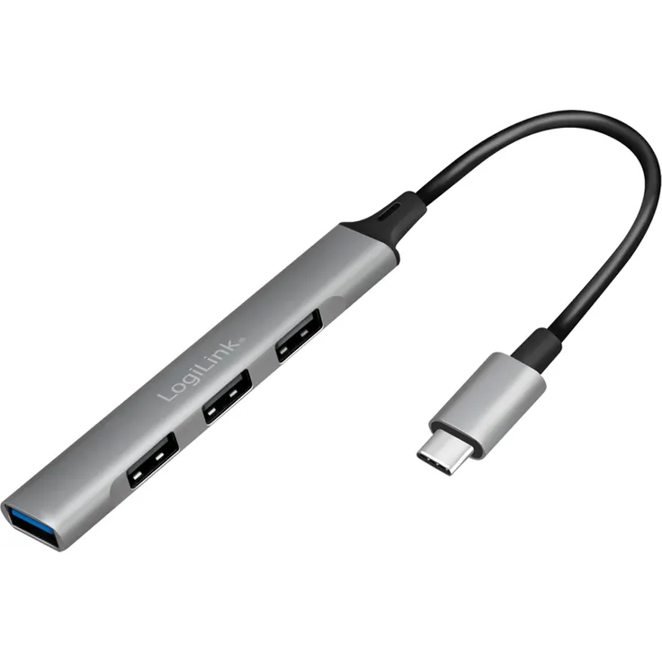 LogiLink USB 3.2 Gen 1 Slim Hub, 4-Port, Aluminiumgehäuse (UA0392)