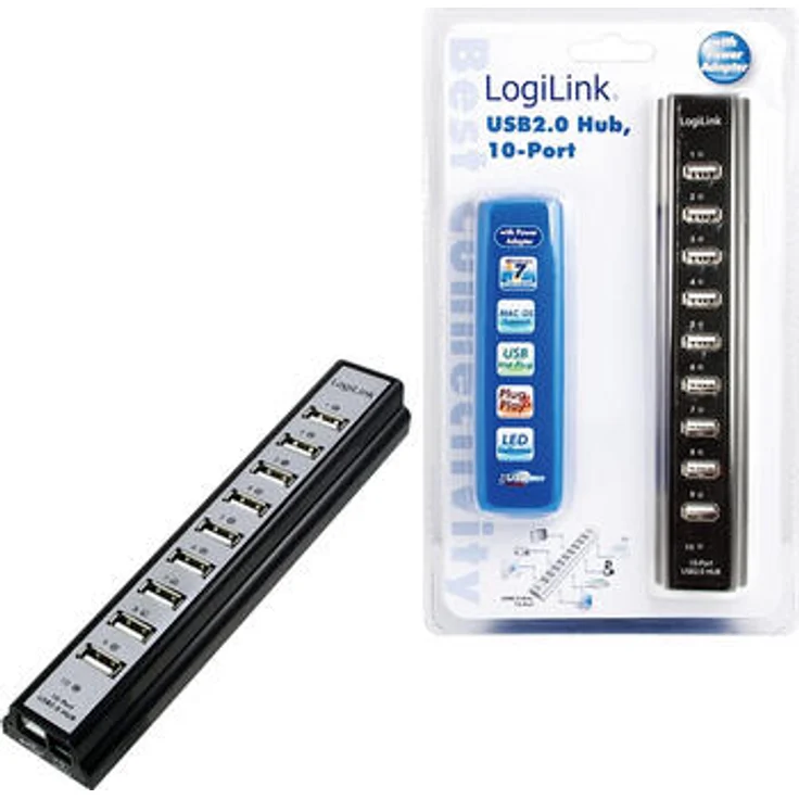 LogiLink USB 2.0 Hub 10-Port - Hub - 10 x USB 2.0 (UA0096) – Bild 2