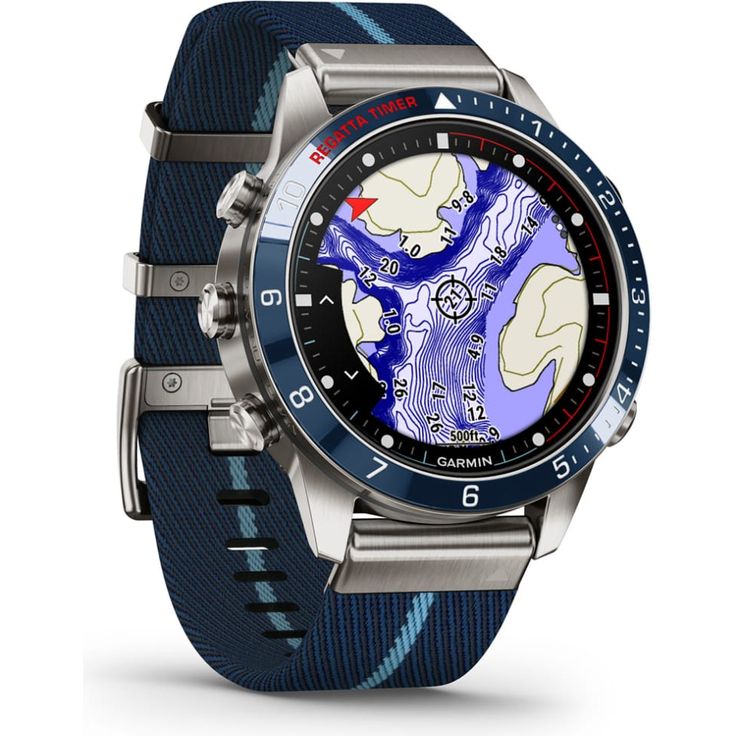Garmin Marq Generation 2 Captain Smartwatch GPS, Unisex, 46mm, Titaniumgehäuse, Nylonarmband, Blau – Bild 3