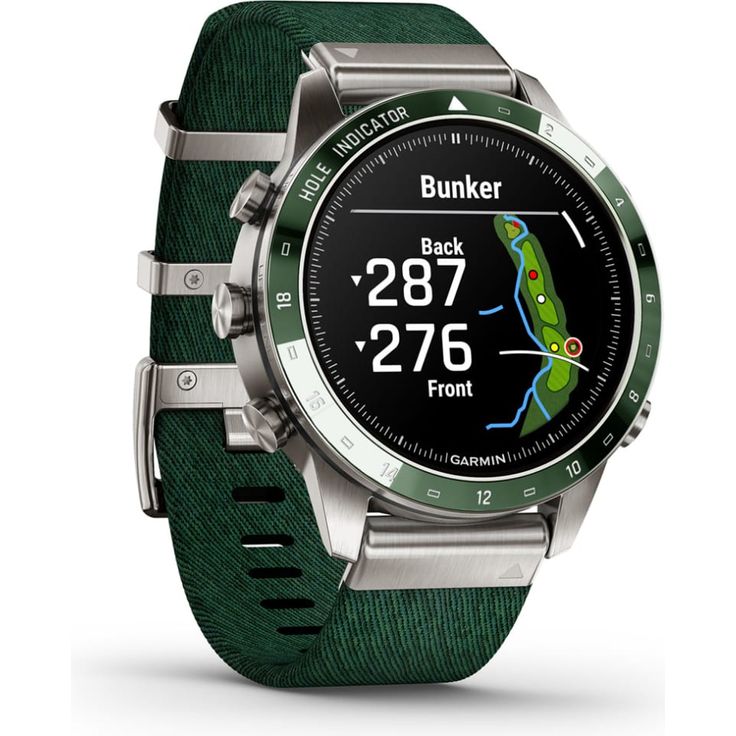 Garmin Marq Generation 2 Golfer Smartwatch GPS, Unisex, 46mm, Titaniumgehäuse, Nylonarmband, Grün – Bild 3