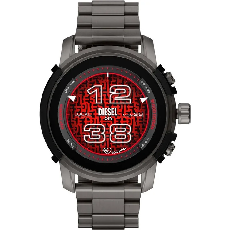 Diesel Griffed Gen 6 Smartwatch GPS, Unisex, 45,5mm, Edelstahlgehäuse, Edelstahlarmband, Grau