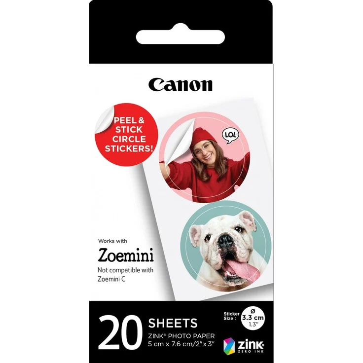 Canon ZP-2030-2C-20 ZINK Circle Sticker (4967C003) – Bild 1