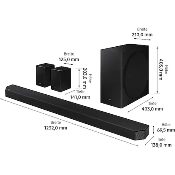 Samsung HW-Q950A 11.1.4 Soundbar mit Subwoofer und Surround Lautsprechern, 616 W, schwarz – Bild 8