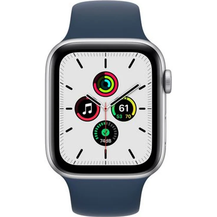 Apple Watch SE 2020 (1. Generation) Smartwatch GPS + Cellular, 44mm, Aluminiumgehäuse Silver, Sportarmband Abyssblau – Bild 2