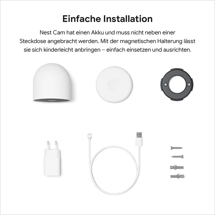 Google Nest Cam - Outdoor oder Indoor mit Akku, Intelligente Überwachungskamera im Innen- und Außenbereich, weiß (GA01317-DE) – Bild 8
