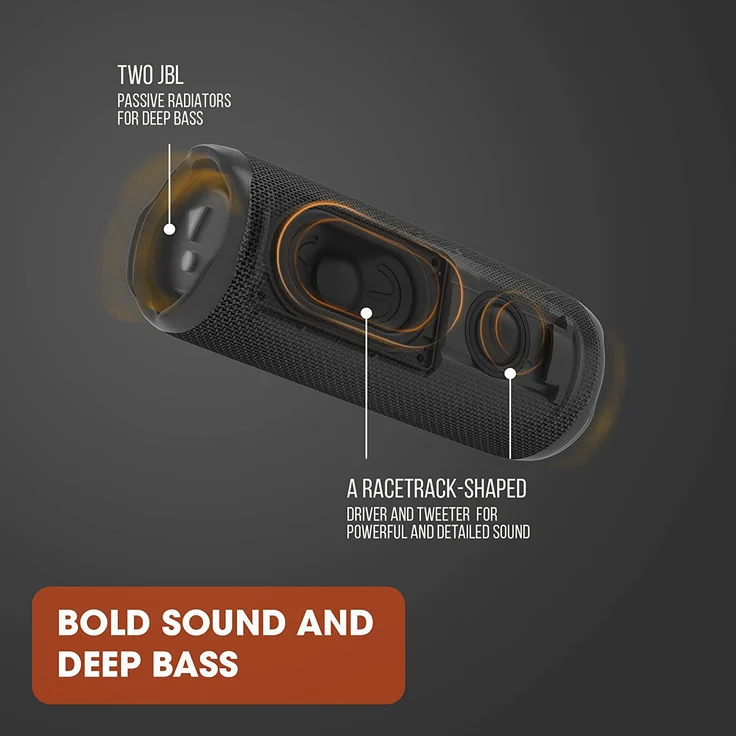 JBL Flip 6 Bluetooth-Lautsprecher, Midnight Black, Schwarz – Bild 7
