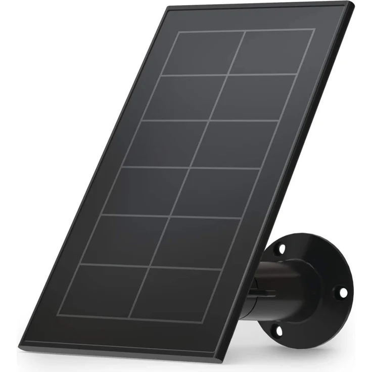 Arlo Essential Solarpanel Ladegerät, wetterfest, 2,44 m Stromkabel, einstellbare Halterung, geeignet für Essential kabellose WLAN Überwachungskamera außen, zertifiziertes Zubehör, schwarz (VMA3600B-10000S) – Bild 1