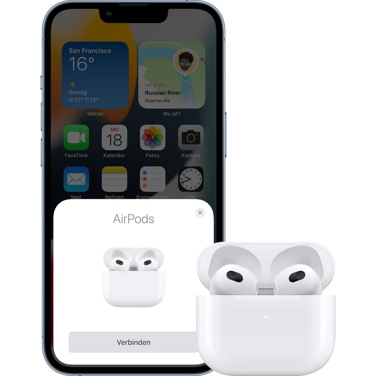 Apple AirPods 3. Generation (2021) mit MagSafe Ladecase True Wireless In-Ear-Kopfhörer mit Bluetooth, Mikrofon, weiß (MME73ZM/A) – Bild 6