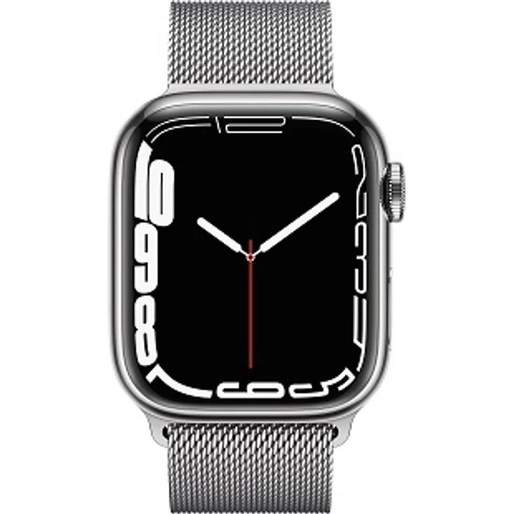 Apple Watch Series 7 Smartwatch GPS + Cellular, 41mm, Edelstahlgehäuse Silber, Milanaise-Edelstahl-Armband Silber – Bild 2