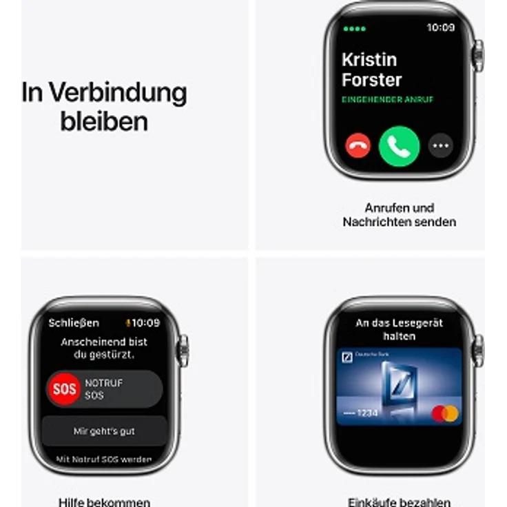 Apple Watch Series 7 Smartwatch GPS + Cellular, 41mm, Edelstahlgehäuse Silber, Milanaise-Edelstahl-Armband Silber – Bild 6