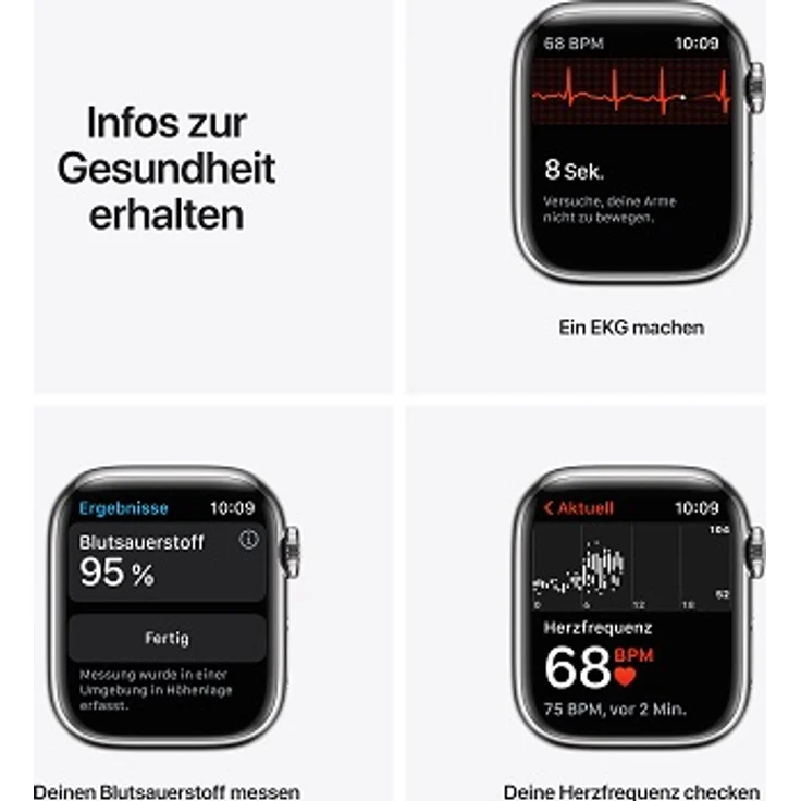 Apple Watch Series 7 Smartwatch GPS + Cellular, 41mm, Edelstahlgehäuse Silber, Milanaise-Edelstahl-Armband Silber – Bild 4