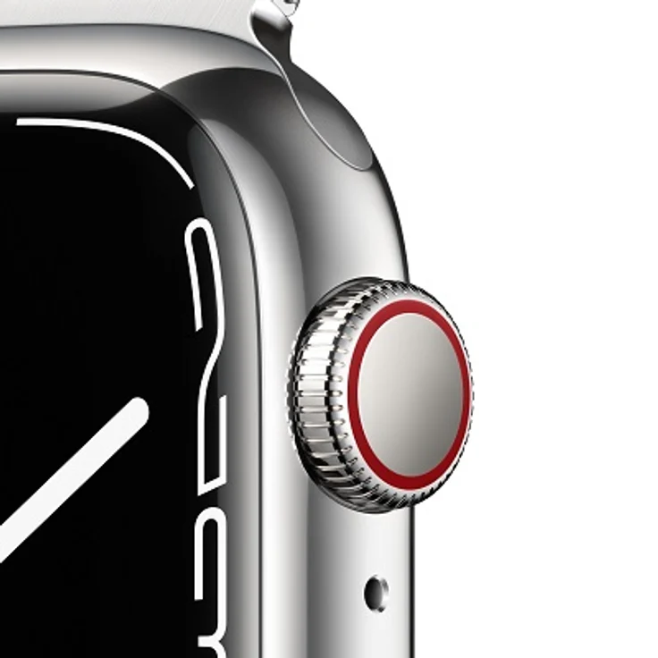Apple Watch Series 7 Smartwatch GPS + Cellular, 41mm, Edelstahlgehäuse Silber, Milanaise-Edelstahl-Armband Silber – Bild 3