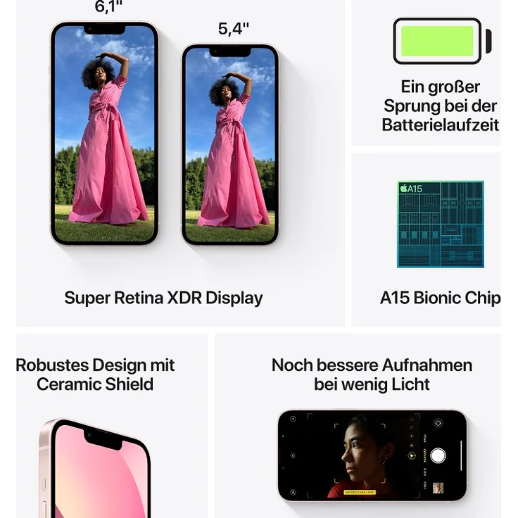 Apple iPhone 13 mini 5G Smartphone 13,7cm (5,4 Zoll) Super Retina XDR Display, 128GB interner Speicher, iOS 15, Pink – Bild 8