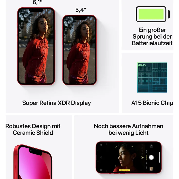 Apple iPhone 13 mini 5G Smartphone 13,7cm (5,4 Zoll) Super Retina XDR Display, 128GB interner Speicher, iOS 15, (PRODUCT)RED – Bild 8