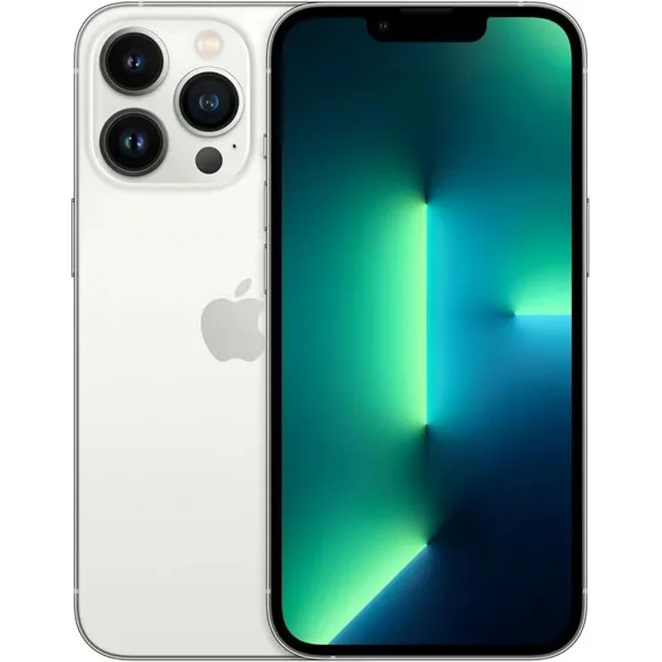 Apple iPhone 13 Pro 5G Smartphone 15,4cm (6,1 Zoll) Super Retina XDR Display mit ProMotion, 128GB interner Speicher, iOS 15, Silver – Bild 1