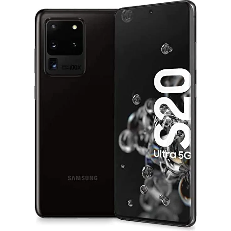 Samsung Galaxy S20 Ultra 5G Smartphone 17,44cm Pixel (6,9 Zoll) Dynamic AMOLED-Display, 128GB interner Speicher, 12GB RAM, Hybrid-SIM, Android, Cosmic Black