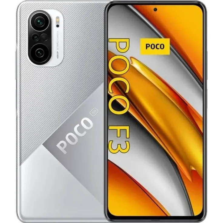Xiaomi Poco F3 5G Smartphone 16,94cm (6,67 Zoll) AMOLED-Display, 256GB interner Speicher, 8GB RAM, Dual-SIM, Android 11, Moodlight Silver