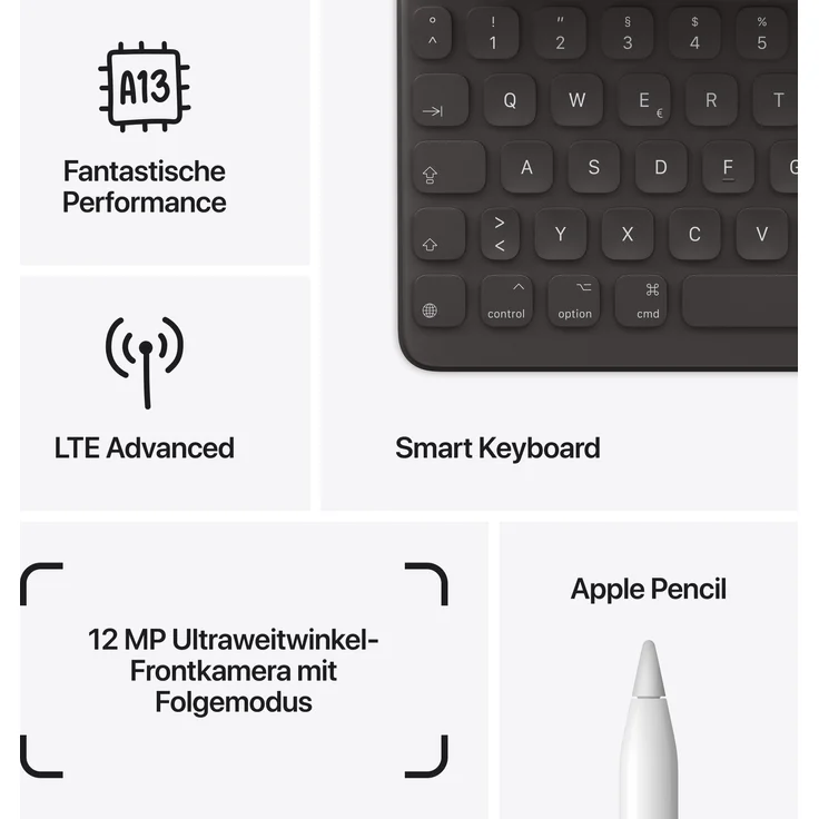 Apple iPad (2021) Quad-HD Auflösung 10,2 Zoll, LTE-Tablet, Apple A13 Bionic Chip, 64 GB Speicher, iPadOS, Space Grau (MK473FD/A) – Bild 7