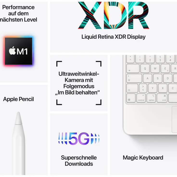 Apple iPad Pro (2021) Quad-HD-Auflösung - 12,9 Zoll, 5G-Tablet, Apple M1 Chip, 128 GB Speicher, iPadOS, Space Grey (MHR43FD/A) – Bild 6