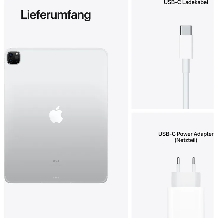 Apple iPad Pro (2021) Quad-HD-Auflösung 12,9 Zoll, 5G-Tablet, Apple M1 Chip, 128 GB Speicher, iPadOS, Silber (MHR53FD/A)