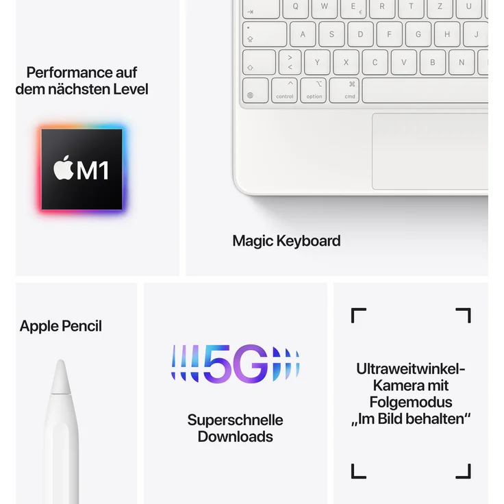 Apple iPad Pro (2021) Quad-HD-Auflösung 11 Zoll, 5G-Tablet, Apple M1 Chip, 512 GB Speicher, iPadOS, Silber (MHWA3FD/A) – Bild 3