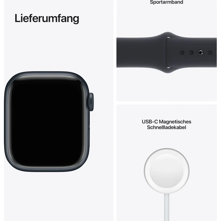 Apple Watch Series 7 Smartwatch GPS, 41mm, Aluminiumgehäuse Mitternacht, Sportarmband Mitternacht – Bild 9