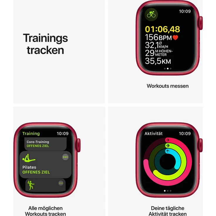 Apple Watch Series 7 Smartwatch GPS, 41mm, Aluminiumgehäuse (PRODUCT) RED, Sportarmband (PRODUCT) RED - Preisvergleich – Bild 6