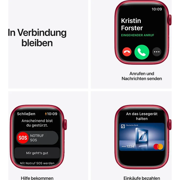 Apple Watch Series 7 Smartwatch GPS, 45mm, Aluminiumgehäuse (PRODUCT) RED, Sportarmband (PRODUCT) RED – Bild 7